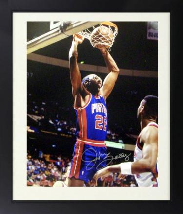 John Salley signed Detroit Pistons 8x10 Photo Custom Framing- Leaf Authentics Hologram