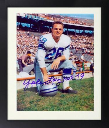 Yale Lary signed Detroit Lions 8x10 Photo w/ HOF 79 Custom Framing- COA