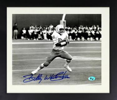 Billy White Shoes Johnson signed Houston Oilers B&W 8x10 Photo Custom Framing- COA