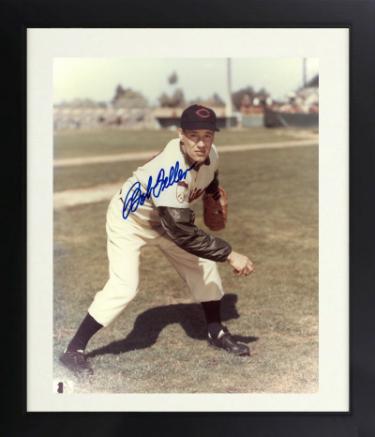 Bob Feller signed Cleveland Indians MLB 8x10 Photo Custom Framing- JSA (HOF/3 NO-Hitters/8X All- Star)