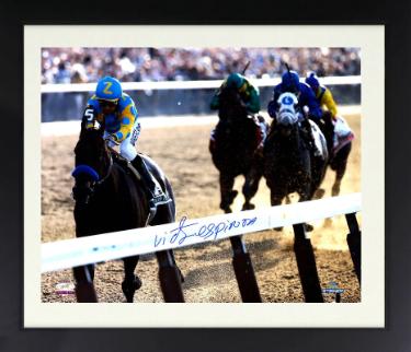 American Pharoah signed 16x20 Photo 2015 Belmont Stakes Horse Racing Triple Crown w/ Victor Espinoza Custom Framing-Steiner Holo