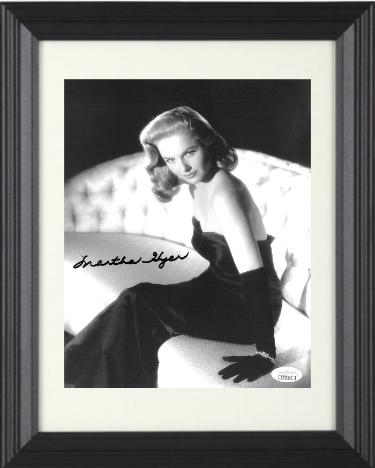 Martha Hyer signed Vintage B&W 8x10 Photo Custom Framing- JSA Hologram #DD32849 (on couch)