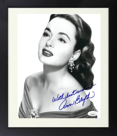 Ann Blyth signed Vintage Hollywood B&W 8x10 Photo Custom Framing with Best Wishes- JSA Hologram #DD32893
