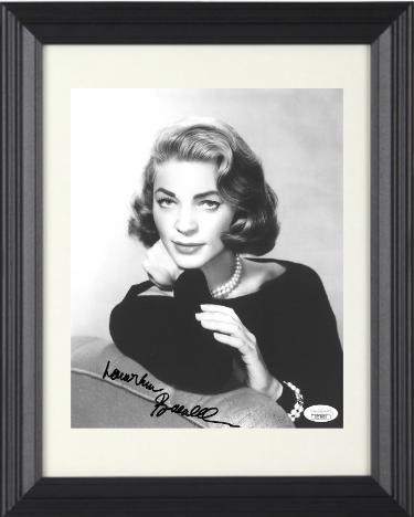 Lauren Bacall signed Vintage B&W 8x10 Photo Custom Framing- JSA (in sweater)