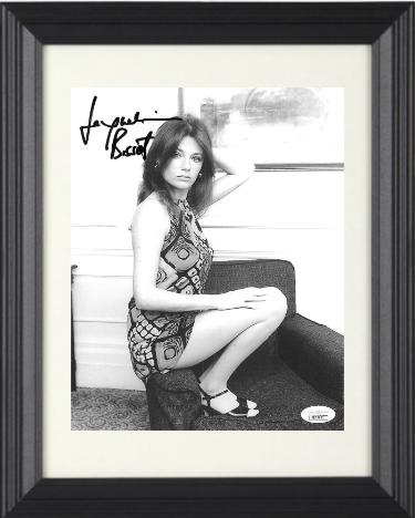 Jacqueline Bisset signed Vintage B&W 8x10 Photo Custom Framing- JSA #DD32883 (dress)