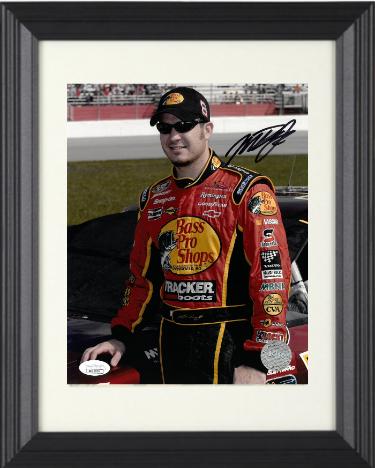 Martin Truex Jr. signed NASCAR Bass Pro Shops 8x10 Photo Custom Framing- JSA #DD32936 (wearing hat)