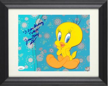 June Foray signed Looney Toons Tweety 8x10 Photo "I love Granny" Custom Framing- JSA #DD39382