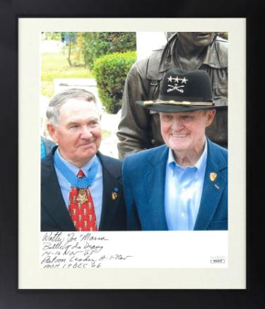 Col. Walter "Joe" Marm signed Vietnam War 8x10 Photo Custom Framing Battle of Ia Drang, 14-16 Nov '65, Platoon Leader, MOH- JSA