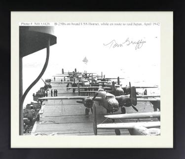 Tom Griffin signed 1942 Doolittle Raiders WWII B25's on USS Hornet (Jimmy Doolittle) 8x10 Photo Custom Framing- JSA #DD64466