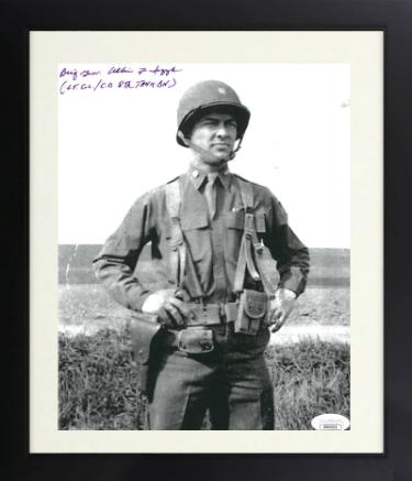 Brigadier General Albin F. Irzyk signed WWII Easy 8 8x10 Photo CO 8th Tank Battalion Custom Framing- JSA #DD64521