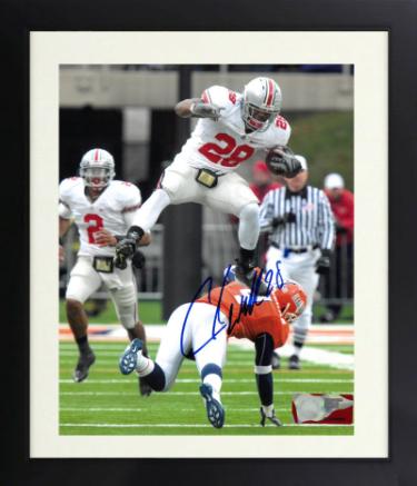 Chris "Beanie" Wells signed Ohio State Buckeyes NCAA Licensed 8X10 Photo #28 Custom Framing- COA