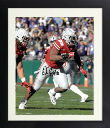 Dre'Mont Jones signed Ohio State Buckeyes 8X10 Photo Custom Framing #86- COA