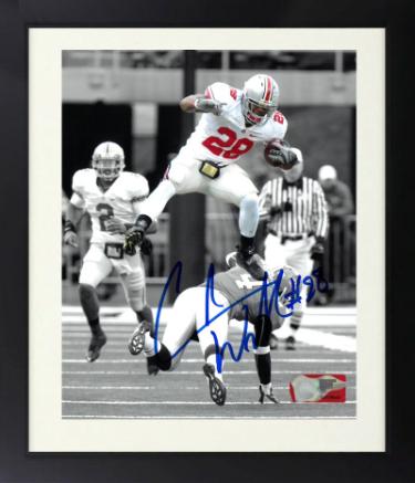 Chris "Beanie" Wells signed Ohio State Buckeyes Spotlight NCAA Licensed 8X10 Photo #28 Custom Framing- COA