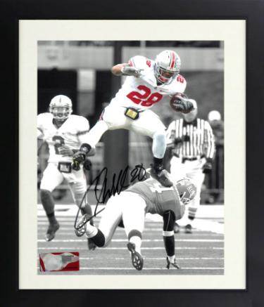 Chris "Beanie" Wells signed Ohio State Buckeyes Spotlight NCAA Licensed 8X10 Photo #28 Custom Framing- COA