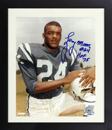 Lenny Moore signed Baltimore Colts NFL Licensed 8x10 Photo #24 w/ HOF 75 Custom Framing- COA