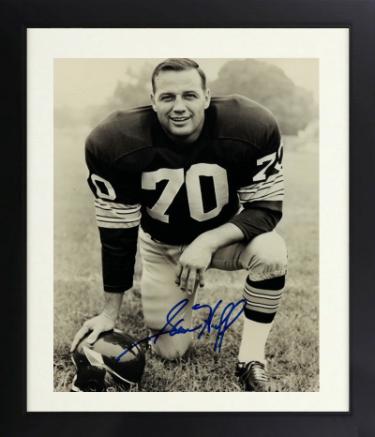 Sam Huff signed NFL Licensed Football Vintage 8x10 Photo Custom Framing- COA (New York Giants/Washington)