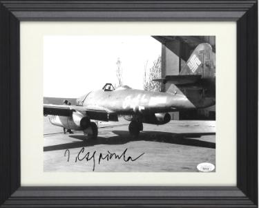 Jorg Czypionka signed WWII German ME-262 Luftwaffe Pilot Night Fighter Vintage B&W 8x10 Photo Custom Framing- JSA #DD64719