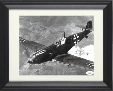Kurt Schulze signed WWII German ME-109 Luftwaffe Pilot KG2 Vintage B&W 8x10 Photo Custom Framing- JSA #DD64726