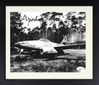 Jorg Czypionka signed WWII German ME-262 Luftwaffe Pilot Night Fighter 8x10 Photo Custom Framing- JSA #EE62703