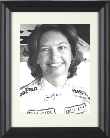 Janet Guthrie signed NASCAR Vintage B&W 8x10 Photo Custom Framing- JSA #EE62737