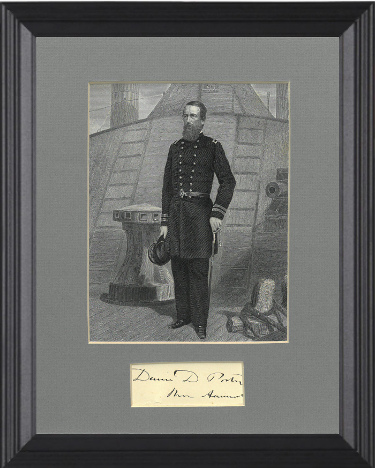 David D Porter signed Vintage 1800�s 3�x1.5� cut sig Civil War Navy Commodore 5x6.5 Ecthed Photo Matted 8x10 Custom Framing�JSA