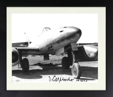 Jorg Czypionka signed WWII German ME-262 Luftwaffe Pilot 8x10 Photo Custom Framing 10./NJG-11- JSA