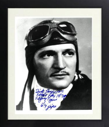 Dick Rossi signed WWII Flying Tigers, 1st Squadron,AVG  Flight Leader,P40 Kunming, China B&W 5x7 Photo Custom Framing- JSA