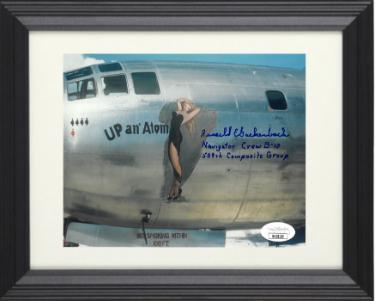Russell Gackenbach signed WWII Hiroshima & Nagasaki 5x7 Photo Custom Framing- JSA- Navigator Crew B-10/509th Composite Group