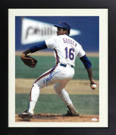 Doc/Dwight Gooden signed New York Mets 16x20 Photo Custom Framing- JSA ('84 ROY/'96 No Hitter/CY)