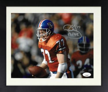 Karl Mecklenburg signed Denver Broncos 8X10 Photo Phil 4:8 Custom Framing- JSA Hologram