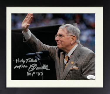 Milo Hamilton signed 8x10 Photo w/ dual Holy Toledo & HOF 92 Custom Framing- JSA (Braves/Cubs/Astros)