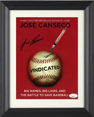 Jose Canseco signed Vindicated 8x10 Photo Custom Framing- JSA (Oakland A's/New York Times Bestselling Author of Juiced)