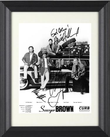 Sawyer Brown Band signed 8x10 Photo 5 sigs Custom Framing- Mark Miller/Gregg Hubbard/Duncan Cameron/Joe Smyth/Jim Scholten - JSA