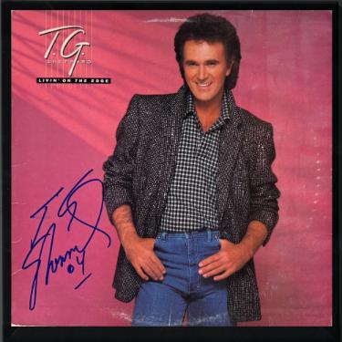 T.G. Sheppard signed 1985 Livin' on the Edge Album Cover/LP/Vinyl Record Custom Framing- JSA