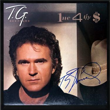 T.G. Sheppard signed 1987 One For The Money Album Cover/LP/Vinyl Record Custom Framing- JSA