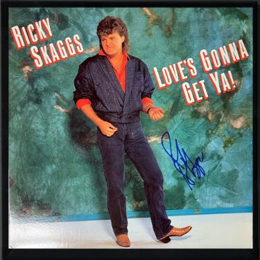 Ricky Skaggs signed 1986 Love's Gonna Get Ya! Album Cover/LP/Vinyl Record Custom Framing- JSA #GG08426