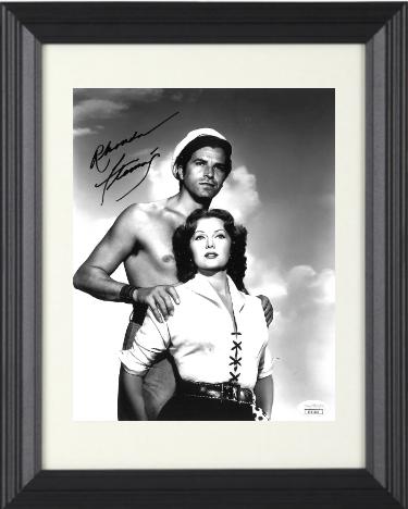 Rhonda Fleming signed Jivaro Vintage B&W 8x10 Photo Custom Framing- JSA #II11041 (w/ Fernando Lamas)