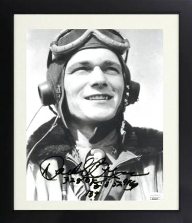 Donald Bryan signed P-51 Little One WWII Ace Pilot B&W 8x10 Photo Custom Framing- JSA #II11577- 352d Fighter 328 Fighter Group 1
