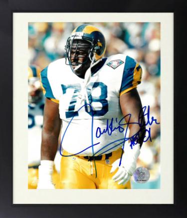 Jackie Slater signed Los Angeles Rams NFL Licensed 8x10 Phot Custom Framing w/ HOF 01- COA