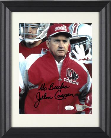 John Cooper signed Ohio State Buckeyes NCAA 8x10 Photo Go Bucks Custom Framing- JSA #II61302