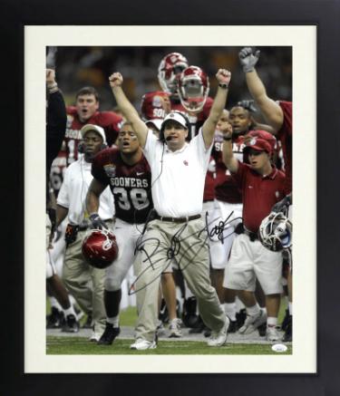 Bob Stoops signed Oklahoma Sooners Coaching 16x20 Photo Custom Framing- JSA (celebration)
