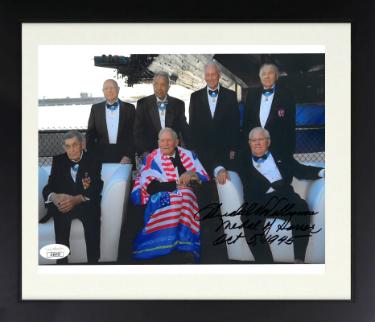 Hershel W. Williams signed WWII 8x10 Photo Custom Framing Medal of Honor Oct 5, 1945- JSA #JJ96453