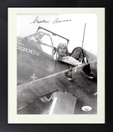 Stephen Bonner signed WWII 8x10 Photo Custom Framing- JSA (P-40 Ace Pilot/76th Ftr Sq./23rd Fighter Group China/Burma)