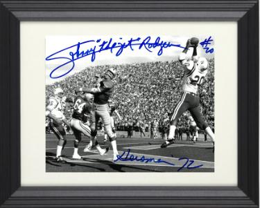 Johnny Rodgers signed Nebraska Cornhuskers B&W 8x10 Photo w/ The Jet/Heisman 72/#20 Custom Framing- COA