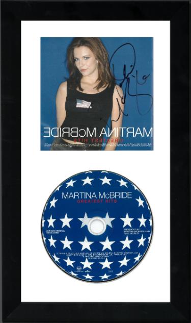 Martina McBride signed 2001 Greatest Hits Album Back Cover w/ CD 6.5x12 Custom Framing- JSA #KK58084