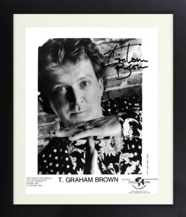T. Graham Brown signed B&W 8x10 Photo Custom Framing- COA (Country Music Promo)