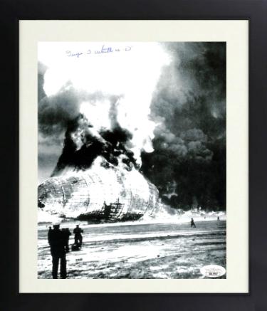 George Whittle M.D. signed 1937 Hindenburg Disaster Witness B&W Vintage 8x10 Photo Custom Framing- JSA