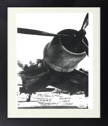 Major Harry Johnson signed 1943 Pappy Boyington's Black Sheep 8x10 Photo Custom Framing- JSA #SS17713- VMF 214 1943