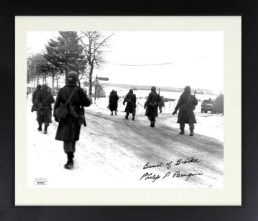 Philip P. Perugini signed WWII Band of Brothers 8x10 Photo Custom Framing- JSA #SS51663- 101st ABD Easy Co 506th PIR