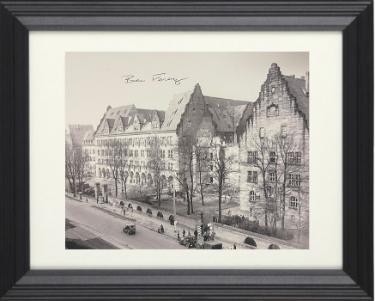 Ben/Benjamin Ferencz signed Vintage WWII Nuremberg Trials B&W 8x10 Photo Custom Framing- JSA #AC92456- Courtroom Prosecutor